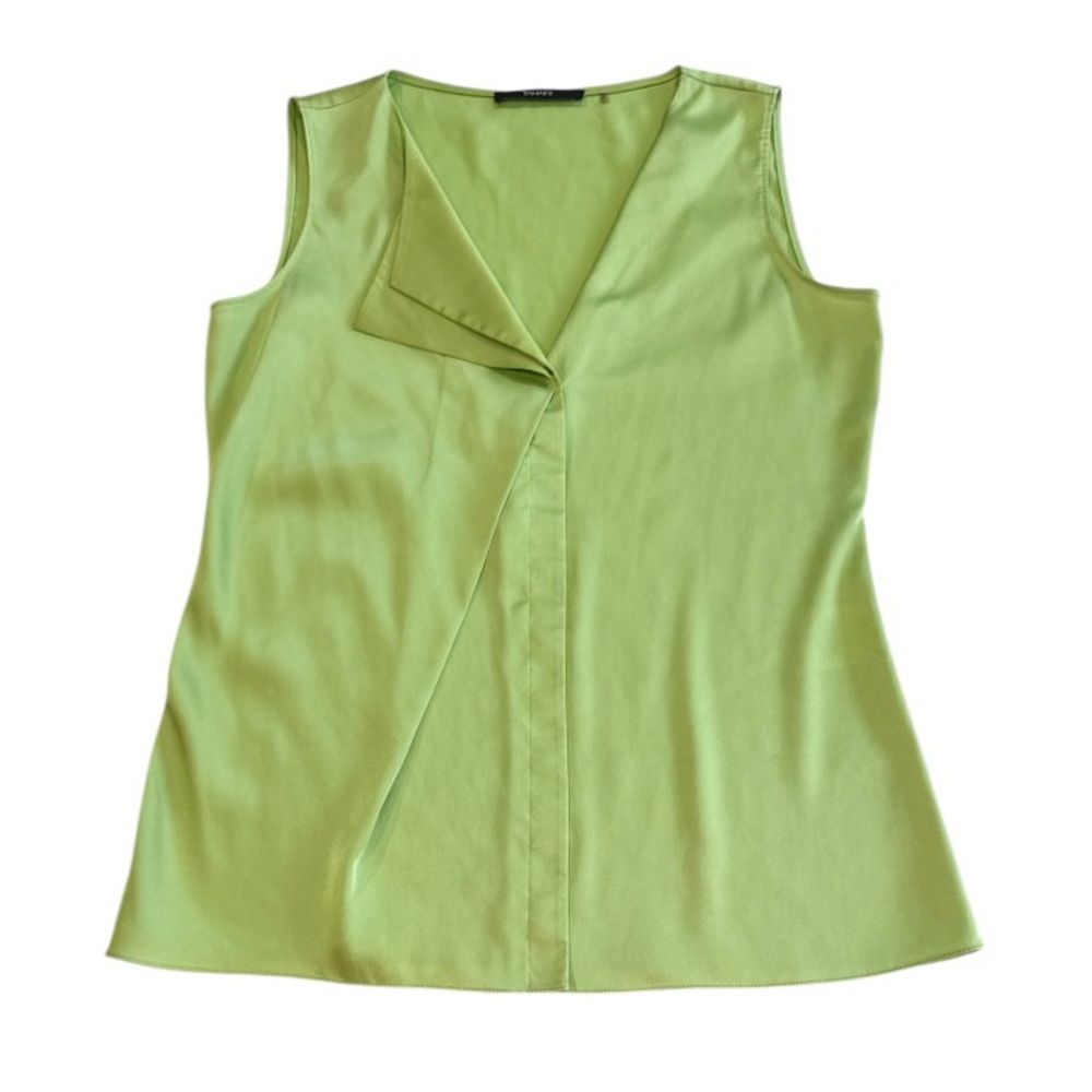 TAHARI Vibrant Green Satin Effect Sleeveless Top XS